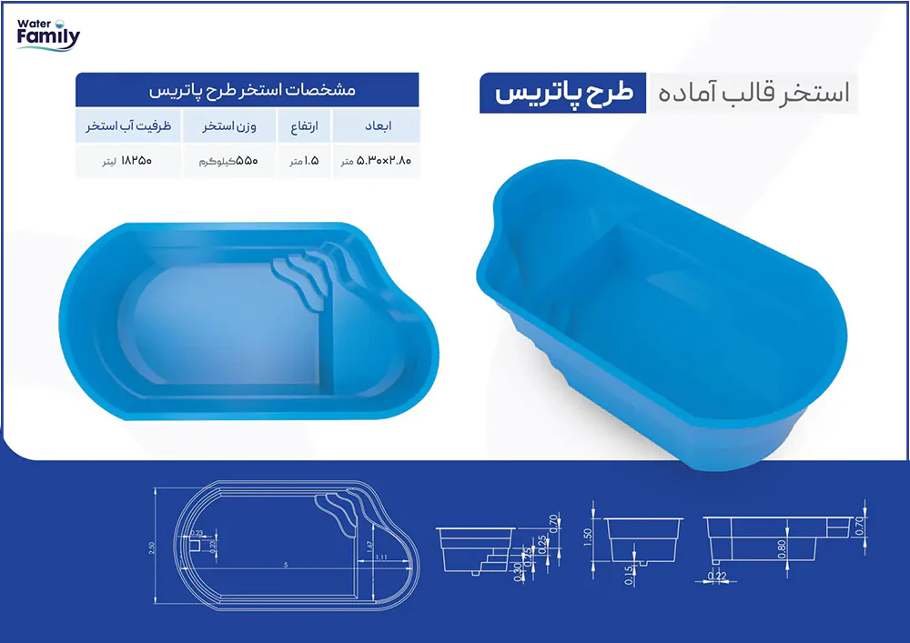 ویژگی‌های منحصر به‌ فرد استخر پیش‌ ساخته فایبرگلاس طرح پاتریس
